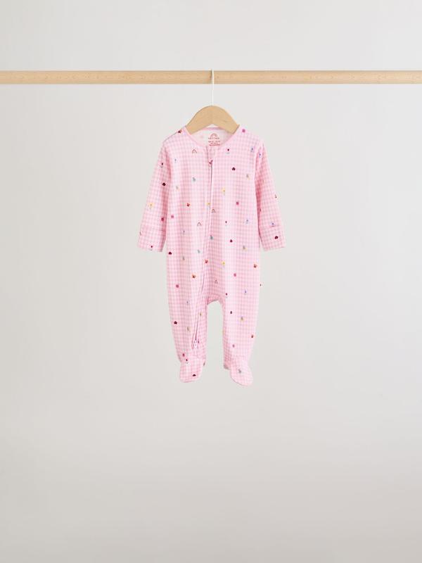 ست ۵ عددی سرهمی خواب زیپ‌دار دوطرفه نوزادی صورتی و سبز | Next baby sleepsuits 