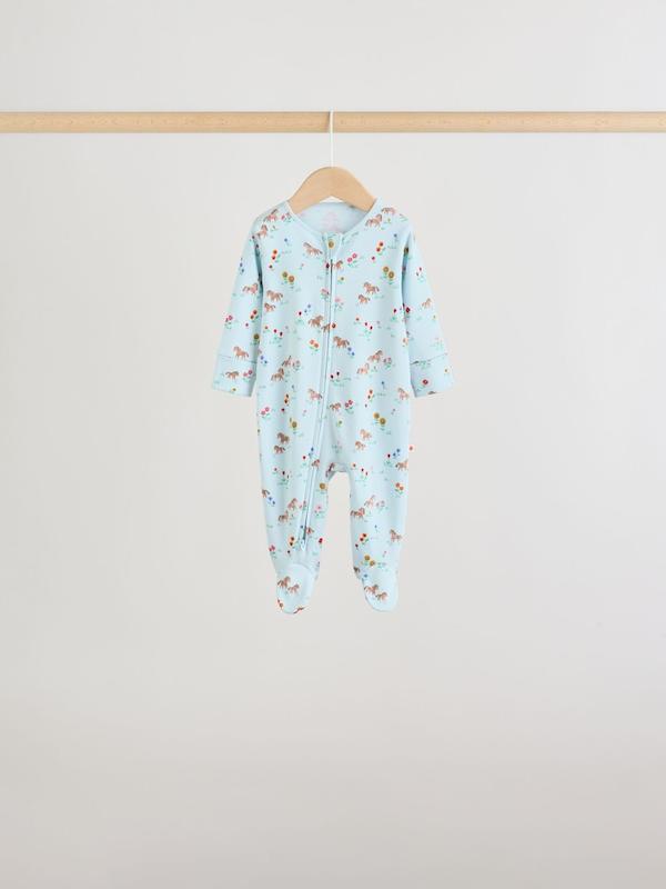 ست ۵ عددی سرهمی خواب زیپ‌دار دوطرفه نوزادی صورتی و سبز | Next baby sleepsuits 