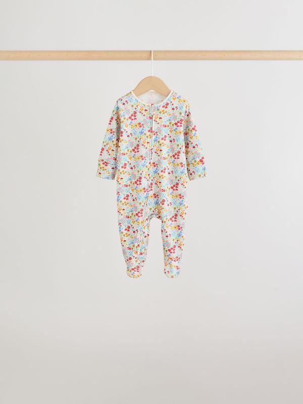 ست ۵ عددی سرهمی خواب زیپ‌دار دوطرفه نوزادی صورتی و سبز | Next baby sleepsuits 