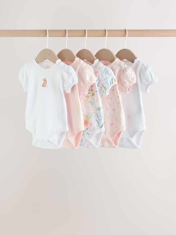 ست ۵ عددی بادی آستین کوتاه دخترانه صورتی | Next baby Bodysuits