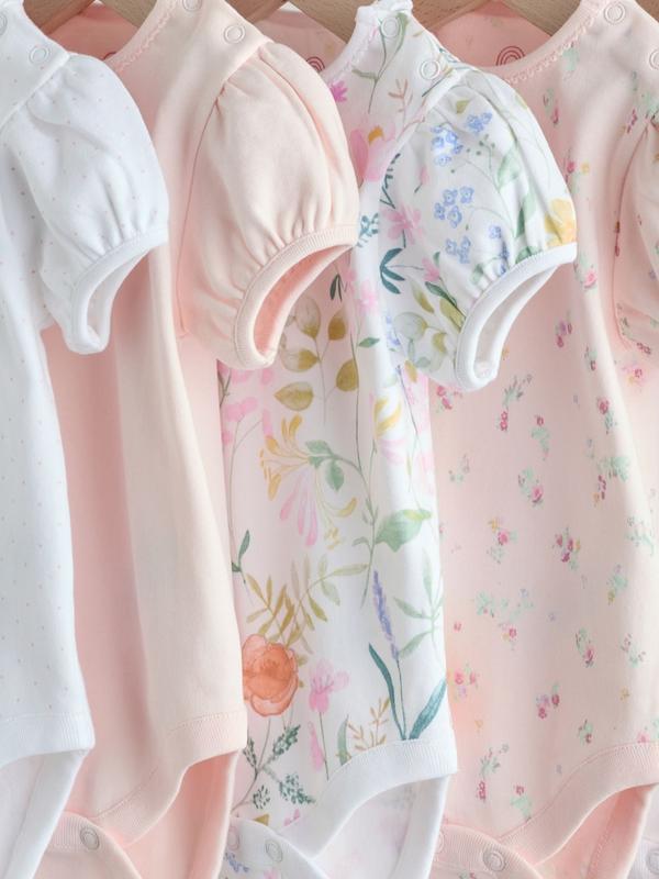 ست ۵ عددی بادی آستین کوتاه دخترانه صورتی | Next baby Bodysuits