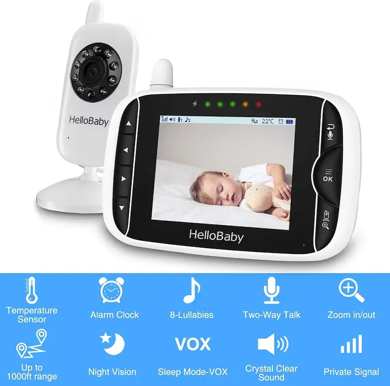 مانیتور و دوربین نوزاد بدون وای‌فای | HelloBaby Baby Monitor Camera & Audio – No WiFi