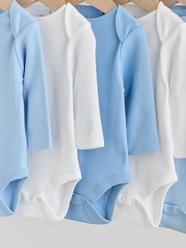 ست ۵ عددی بادی آستین بلند نوزادی آبی و سفید | Next Baby Long Sleeve Bodysuits