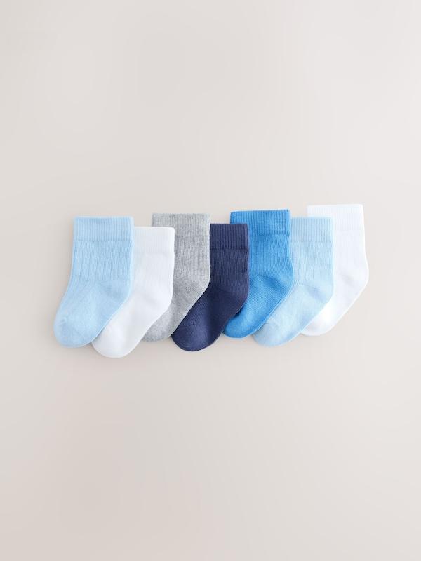 ست ۷ عددی جوراب نوزادی آبی و سفید | Next baby socks
