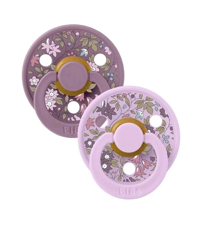 پستانک ۲ عددی بیبس مدل Colour کلکسیون لیبرتی طرح بابونه بنفش (BIBS X Liberty Colour - Chamomile Lawn / Violet Sky 6M+)