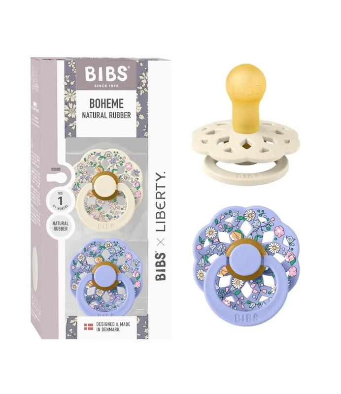 پستانک ۲ عددی بیبس مدل Boheme کلکسیون لیبرتی (BIBS X Liberty Boheme - C.Meadow / Ivory 0-6M)