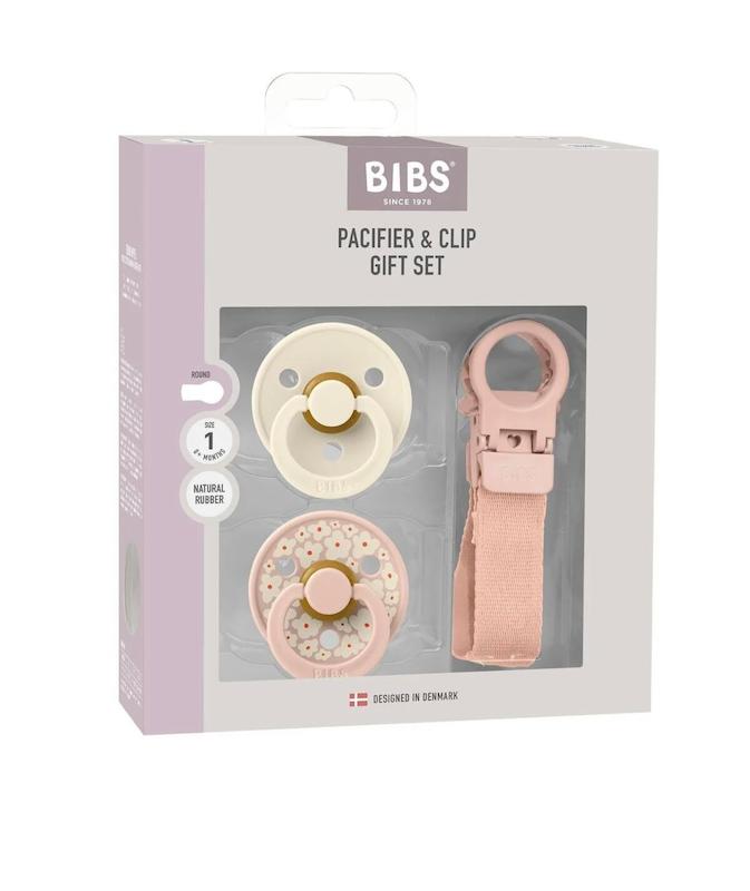 ست هدیه پستانک و بند پستانک بیبس  (BIBS Colour Pacifier & Clip Gift Set -   0-6M)