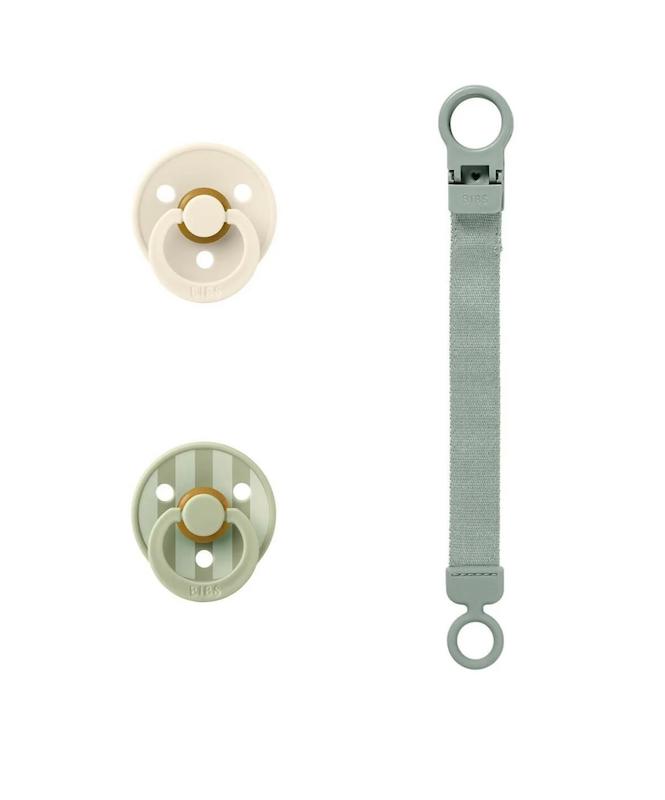 ست هدیه پستانک و بند پستانک بیبس  (BIBS Colour Pacifier & Clip Gift Set -   0-6M)