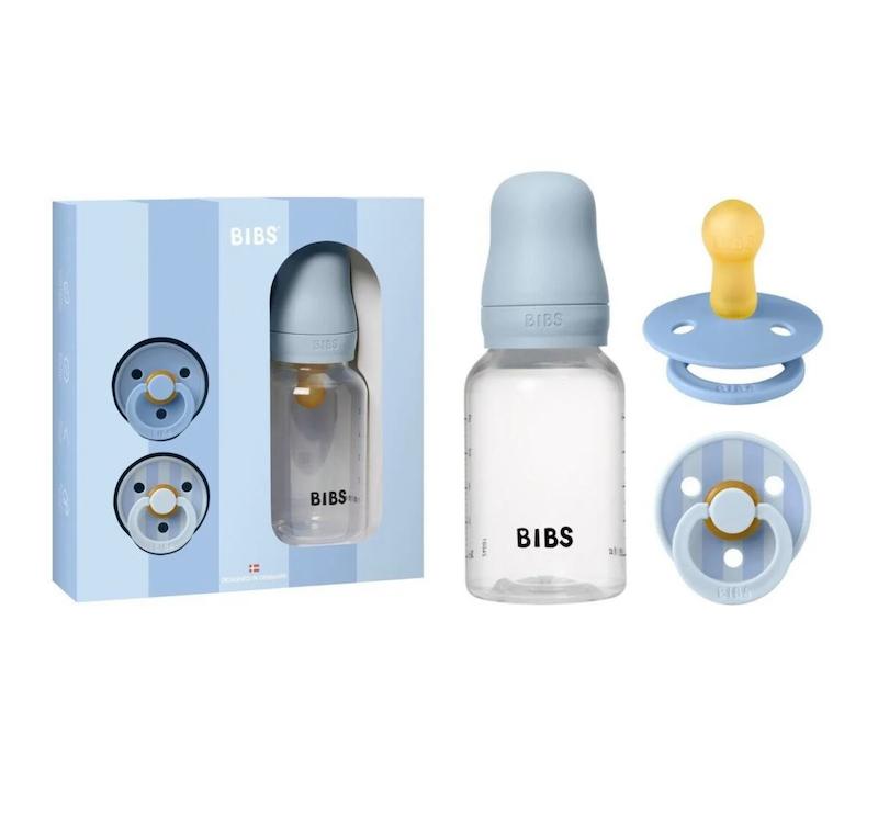 ست هدیه شیشه شیر و پستانک بیبس مدل اسپرینکل رنگ آبی روشن (BIBS Baby Sprinkle Gift Set - Baby Blue 0-6M)