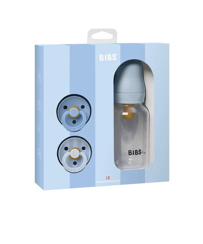 ست هدیه شیشه شیر و پستانک بیبس مدل اسپرینکل رنگ آبی روشن (BIBS Baby Sprinkle Gift Set - Baby Blue 0-6M)