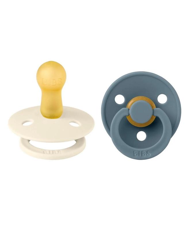 پستانک ۲ عددی کائوچویی بیبس رنگ عاجی / آبی نفتی (BIBS Colour 2-Pack Natural Rubber - Ivory / Petrol 6-18M)
