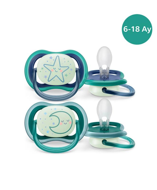 پستانک ۲ عددی شب‌نما فیلیپس اونت سری Ultra Air پسرانه (Philips Avent SCF376/13)