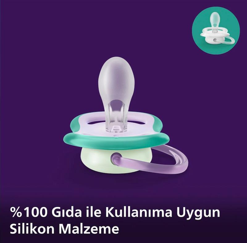 پستانک ۲ عددی شب‌نما فیلیپس اونت سری Ultra Air طرح پروانه و رویا (Philips Avent SCF376/19)