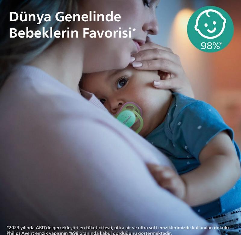 پستانک ۲ عددی شب‌نما فیلیپس اونت سری Ultra Air طرح پروانه و رویا (Philips Avent SCF376/19)