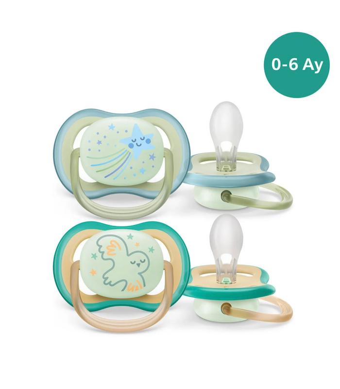 پستانک ۲ عددی شب‌نما فیلیپس اونت سری Ultra Air طرح پرنده و ستاره (Philips Avent Ultra Air Night)