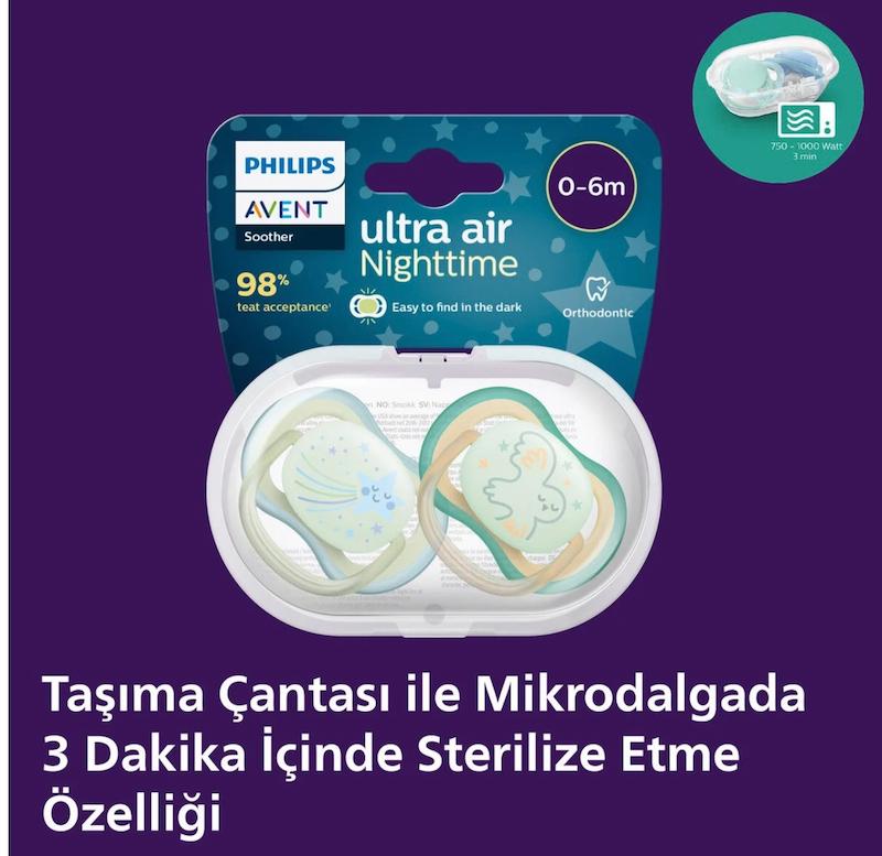 پستانک ۲ عددی شب‌نما فیلیپس اونت سری Ultra Air طرح پرنده و ستاره (Philips Avent Ultra Air Night)