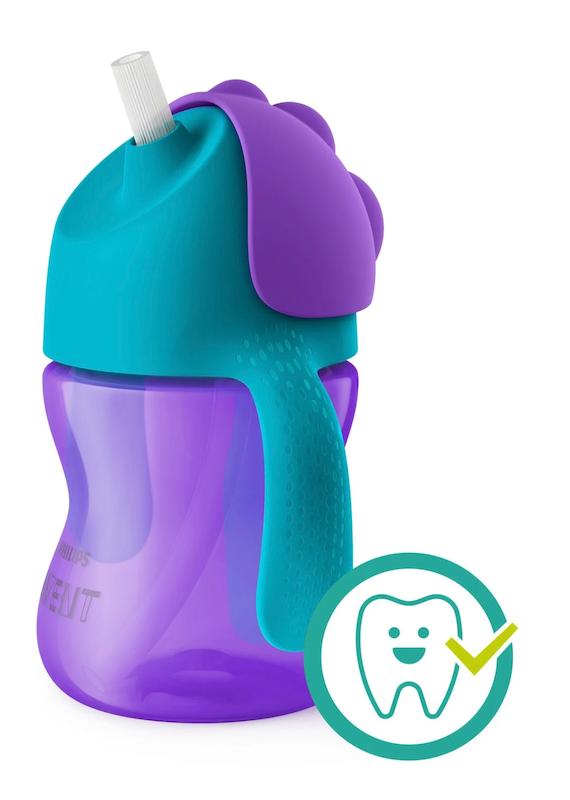 لیوان نی‌دار فیلیپس اونت ۲۰۰ میل بنفش/فیروزه‌ای (Philips Avent SCF796/02)