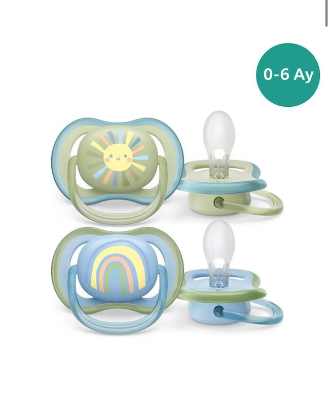 پستانک ۲ عددی فیلیپس اونت سری Ultra Air طرح خورشید و رنگین‌کمان (Philips Avent SCF085/58)