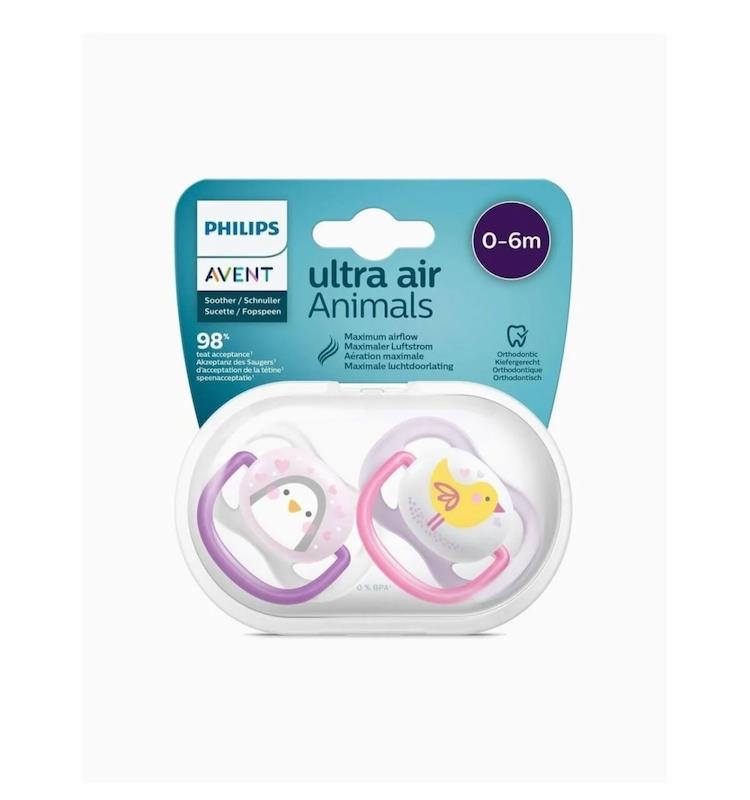 پستانک ۲ عددی فیلیپس اونت سری Ultra Air Animals طرح پرنده (مدل SCF080/06)