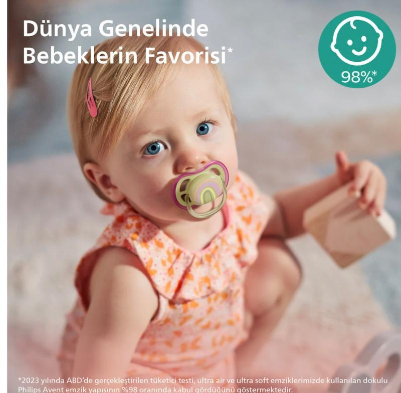 پستانک ۲ عددی فیلیپس اونت سری Ultra Air طرح خورشید و رنگین‌کمان (مدل SCF085/59)