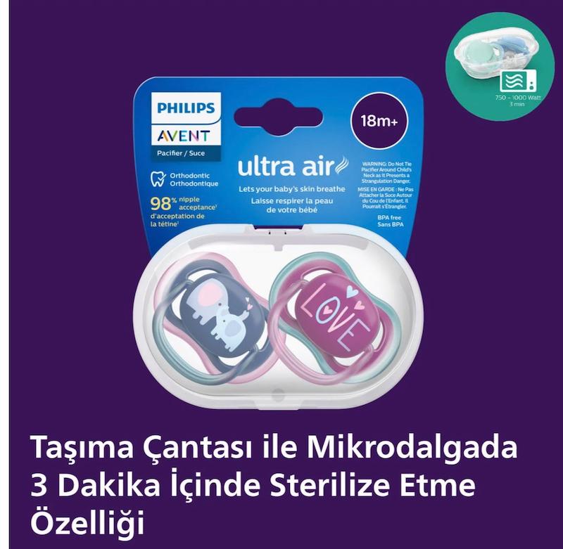 پستانک ۲ عددی فیلیپس اونت سری Ultra Air طرح LOVE (مدل SCF349/22)