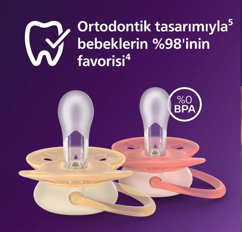پستانک ۲ عددی فیلیپس اونت سری Ultra Soft دخترانه (Philips Avent Ultra Soft)