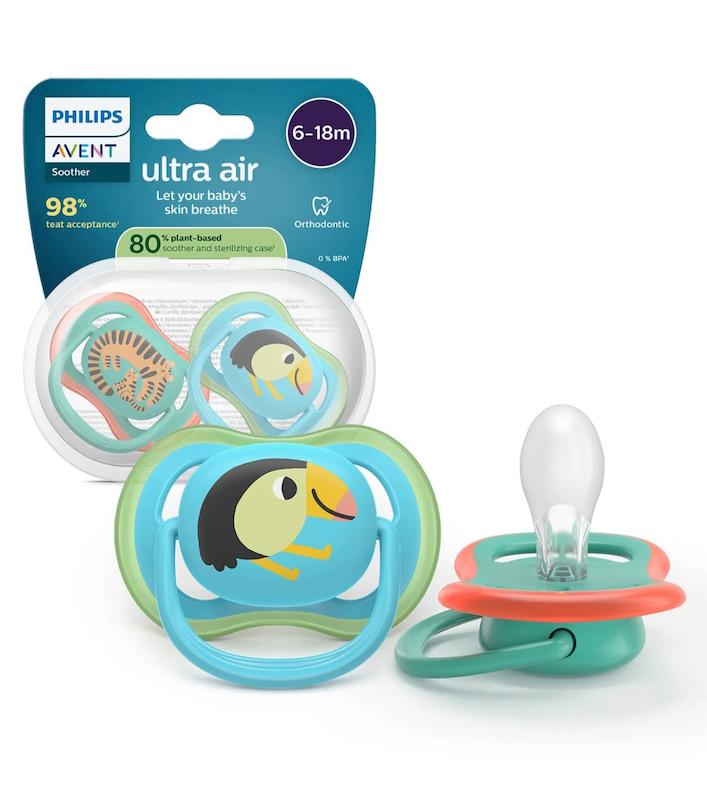 پستانک ۲ عددی فیلیپس اونت سری Ultra Air پسرانه طرح توکان (Philips Avent Ultra Air)