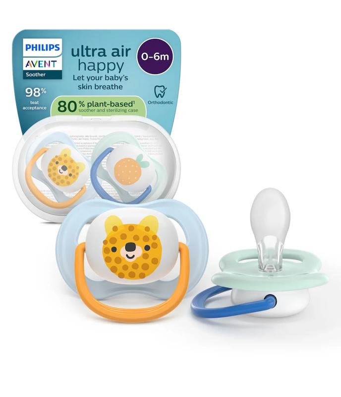پستانک ۲ عددی فیلیپس اونت سری Ultra Air Happy طرح یوزپلنگ (Philips Avent Ultra Air Happy)