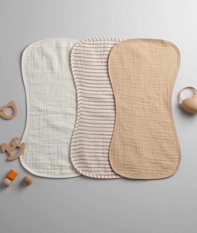 ست پیش‌بند و آروغ‌گیر 4 لایه موسلین باندبرو (Bondberro Muslin Shoulder Cloth)