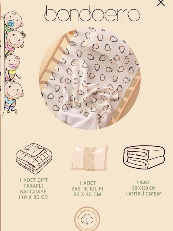 ست خواب ۳ تکه نوزاد و کودک باندبرو طرح پنگوئن (Bondberro Sleep Set)