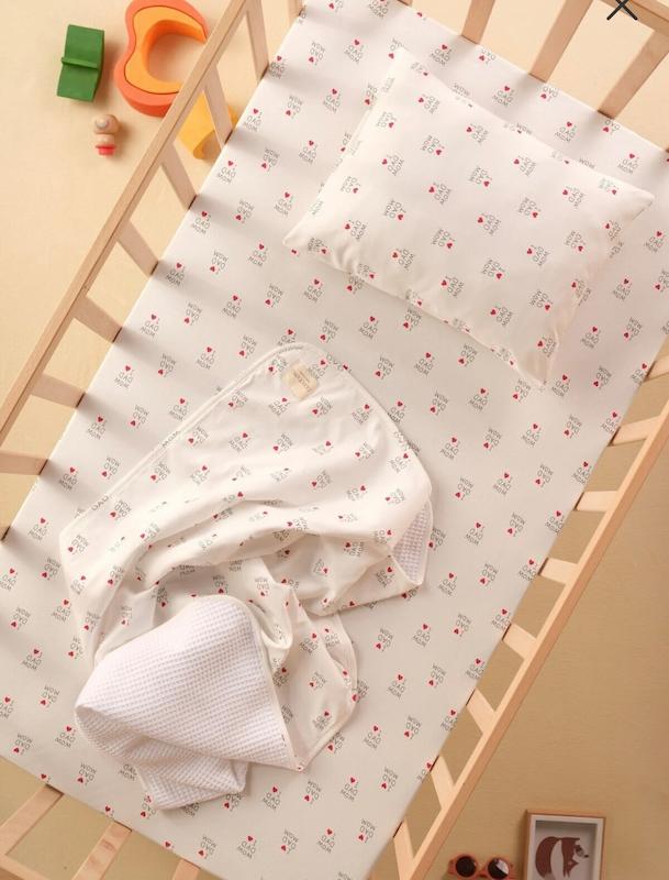 ست سرویس خواب ۳ تکه نوزاد باندبرو طرح i love dad mom  (Bondberro Cotton Bedding Set)