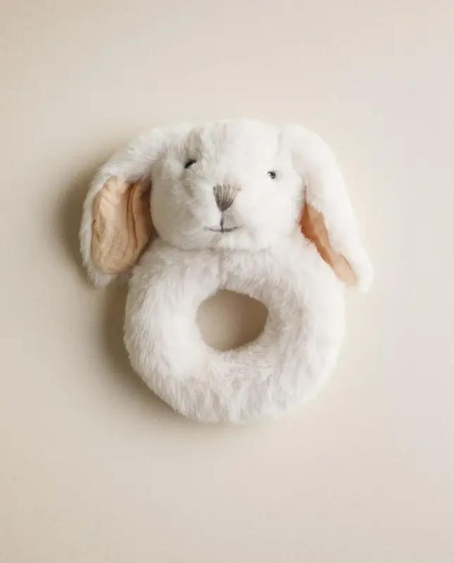جغجغه حلقه‌ای پولیشی طرح خرگوش زارا هوم (Zara Home Baby Rabbit Soft Toy Rattle)
