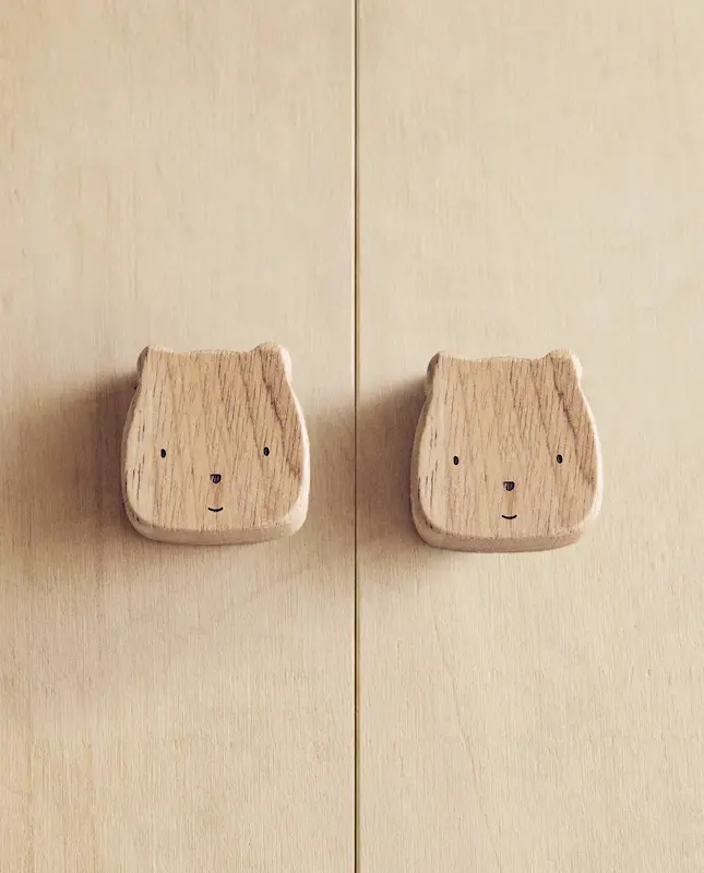 دستگیره کمد چوبی طرح خرس و بالون ۲ عددی زارا هوم (Kids' Bear Door Knobs - Pack of 2)
