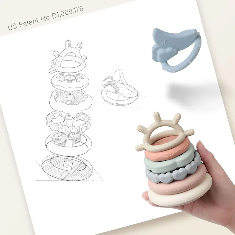 حلقه دندان‌گیر و برج هوش ترکیبی مونکی (Moonkie - Stacking Teething Rings)