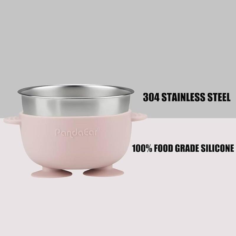 ست ۶ تکه غذاخوری استیل و سیلیکون  (PandaEar 6-in-1 Baby Feeding Set)