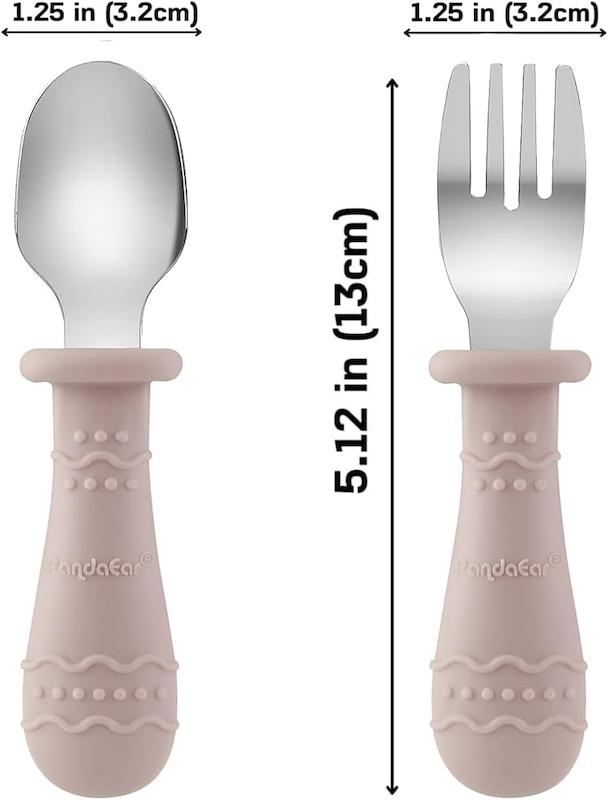 ست ۶ تکه غذاخوری استیل و سیلیکون  (PandaEar 6-in-1 Baby Feeding Set)
