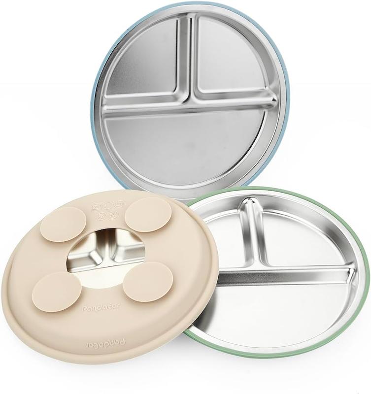 ست ۳ عددی بشقاب مکش‌دار استیل پنداار (PandaEar 3 Pack Stainless Steel Suction Plates)