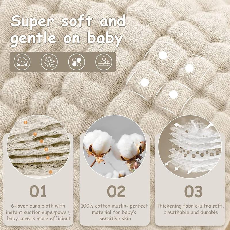 دستمال آروغ‌گیر ۶ لایه تنظیف نوزاد لوکسی (Looxii Muslin Burp Cloths - 6 Pack)