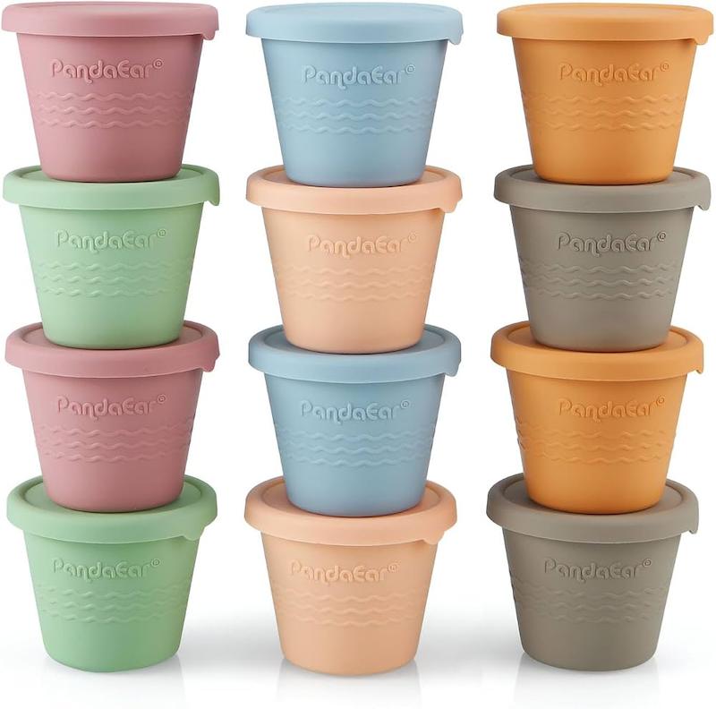 ست ۱۲ عددی ظرف ذخیره غذای کودک سیلیکونی (PandaEar 12 Pack Silicone Baby Food Storage Containers)