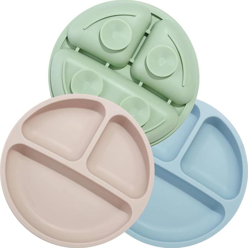 ست ۳ عددی بشقاب مکش‌دار سیلیکونی (PandaEar Divided Unbreakable Silicone Baby Plates)
