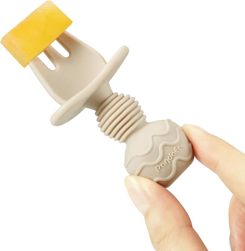 ست ۶ عددی قاشق و چنگال آموزشی کوتاه‌دسته  (PandaEar 6 Pack Silicone Baby Spoons & Forks)