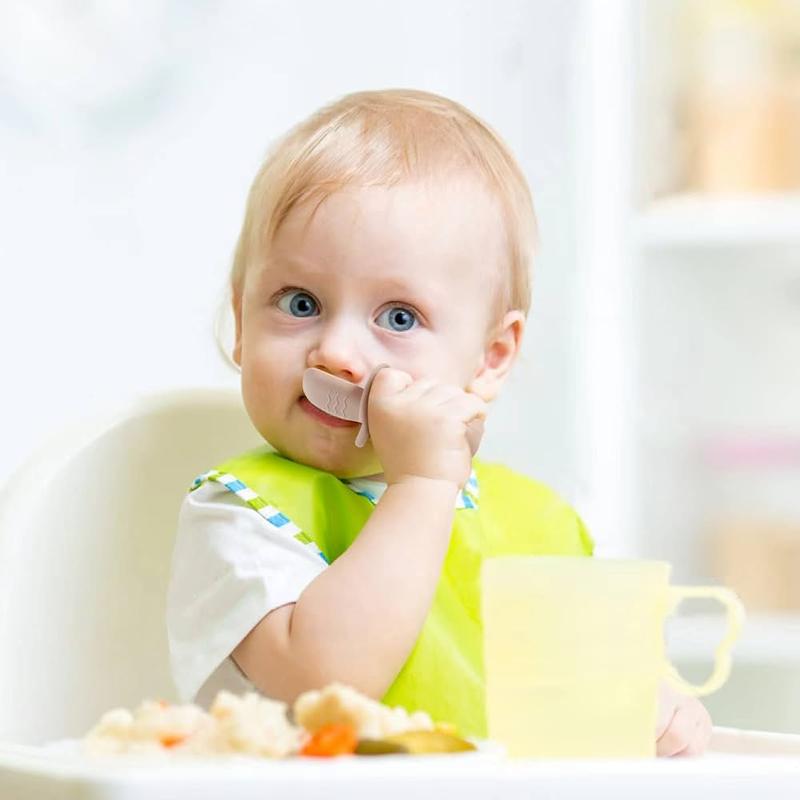 ست ۶ عددی قاشق و چنگال آموزشی کوتاه‌دسته  (PandaEar 6 Pack Silicone Baby Spoons & Forks)
