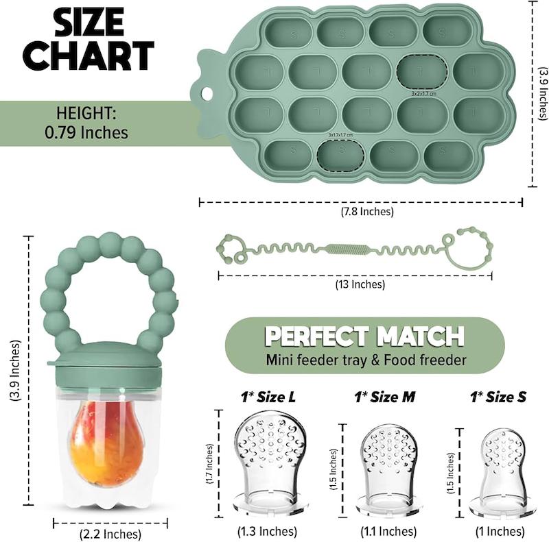 ست پستونک میوه‌خوری به همراه قالب فریزری و گیره اودو (O'doe Silicone Fruit Feeder & Freezer Tray Set)