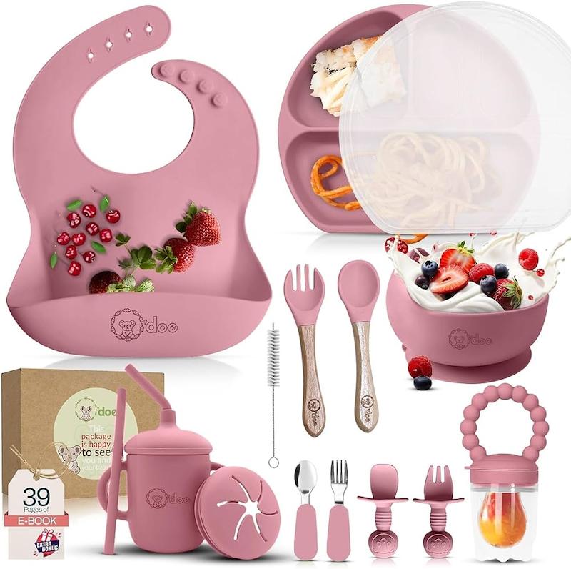 ست ۱۷ تکه غذاخوری جامع کودک اودو (O'doe 17-Piece Baby Weaning Set - Rose)