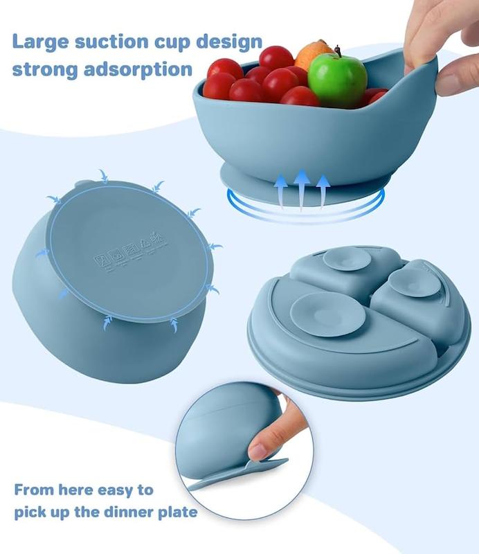ست ۸ تکه ظروف غذاخوری سیلیکونی نوزاد اسکای‌تاچ (SKY-TOUCH 8 Pcs Silicone Baby Feeding Set)