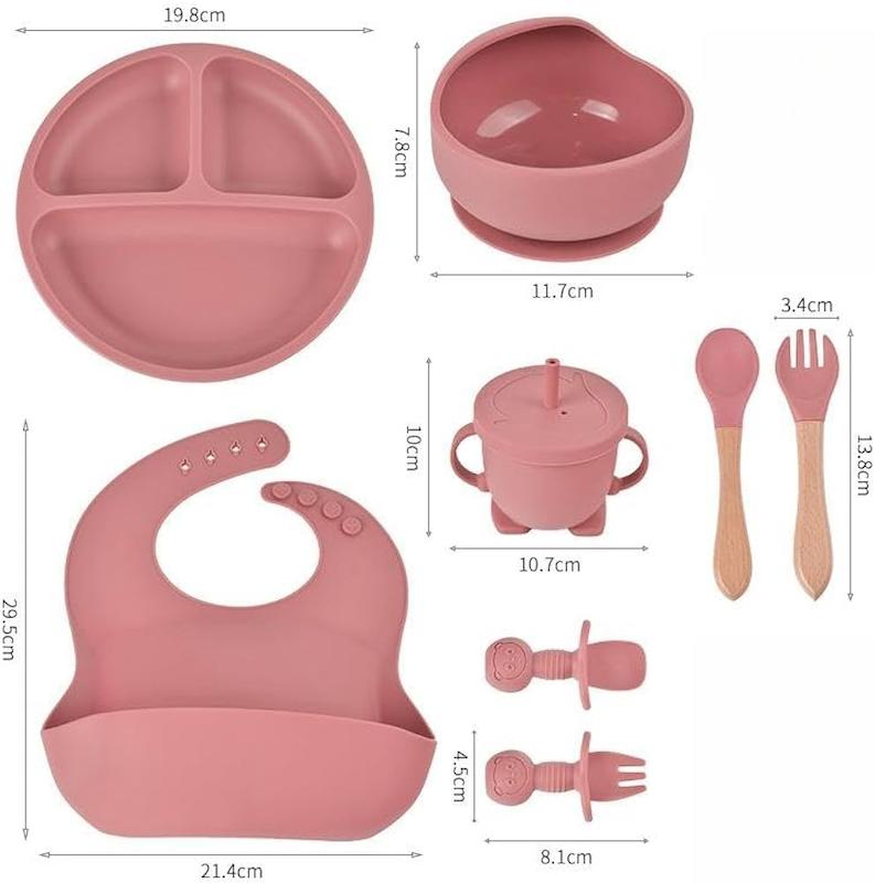 ست ۸ تکه ظروف غذاخوری سیلیکونی نوزاد اسکای‌تاچ (SKY-TOUCH 8 Pcs Silicone Baby Feeding Set)