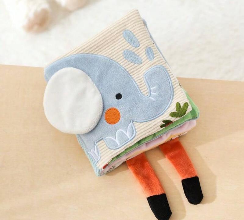 کتاب پارچه‌ای لمسی و آموزشی نوزاد طرح فیل (Baby Elephant Touch & Feel Cloth Book)