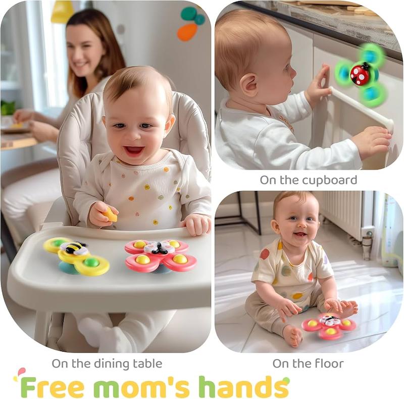 ست ۳ عددی اسپینر چسبونکی طرح حشرات (ALASOU 3PCS Suction Cup Spinner Toys - Farm)