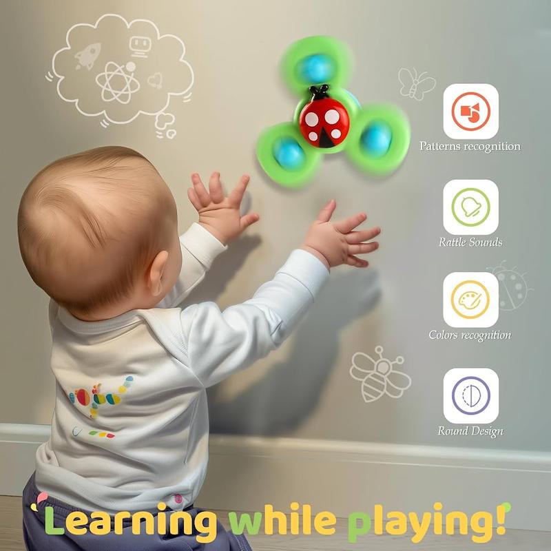 ست ۳ عددی اسپینر چسبونکی طرح حشرات (ALASOU 3PCS Suction Cup Spinner Toys - Farm)