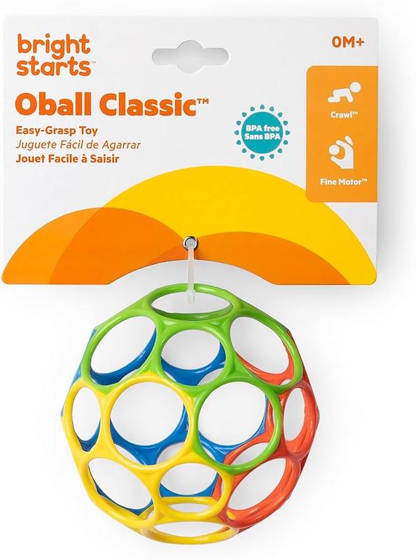 توپ بازی آموزشی ارگونومیک اوکلاسیک (Bright Starts Oball Classic Easy Grasp Toy - Red/Yellow)